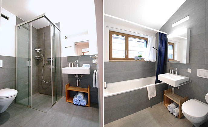 2 Badezimmer der Ferienwohnung Laina am See, Lenzerheide.