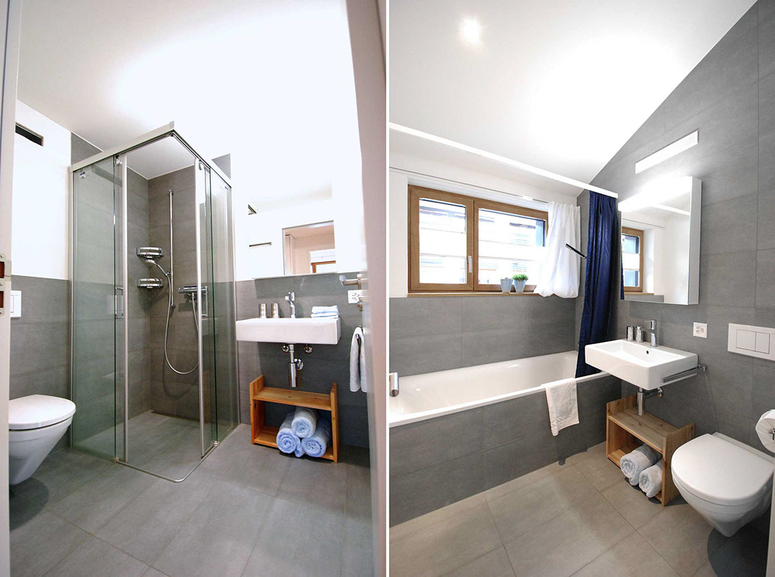 2 Badezimmer der Ferienwohnung Laina am See, Lenzerheide.