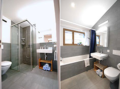 2 Badezimmer der Ferienwohnung Laina am See, Lenzerheide.