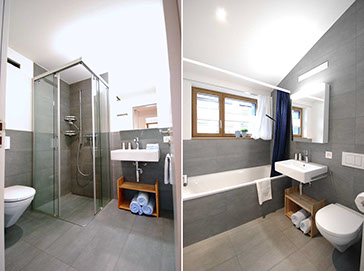 2 Badezimmer der Ferienwohnung Laina am See, Lenzerheide.