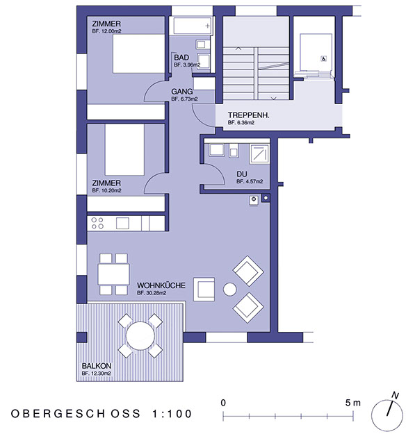 Grundriss Obergeschoss 3.5 Zimmer Ferienwohnung LAINA 10