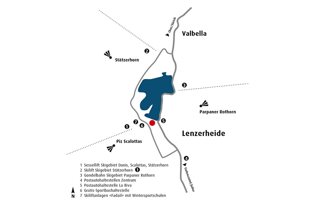 Anfahrtsplan Lenzerheide, Ferienwohnung am See